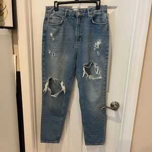 BDG Mom High Rise Distressed Light Blue Jeans